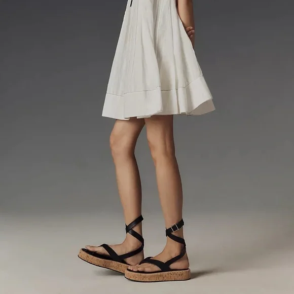 NWT - Schutz,Tessie Leather Platform Sandals, Black, 9.5 Black Strappy Sandals - Picture 4 of 4